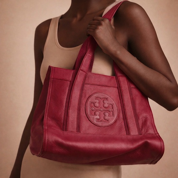 Tory Burch Handbags - Tory Burch Pebbled Leather Tote Bag in Raspberry / Magenta Pink